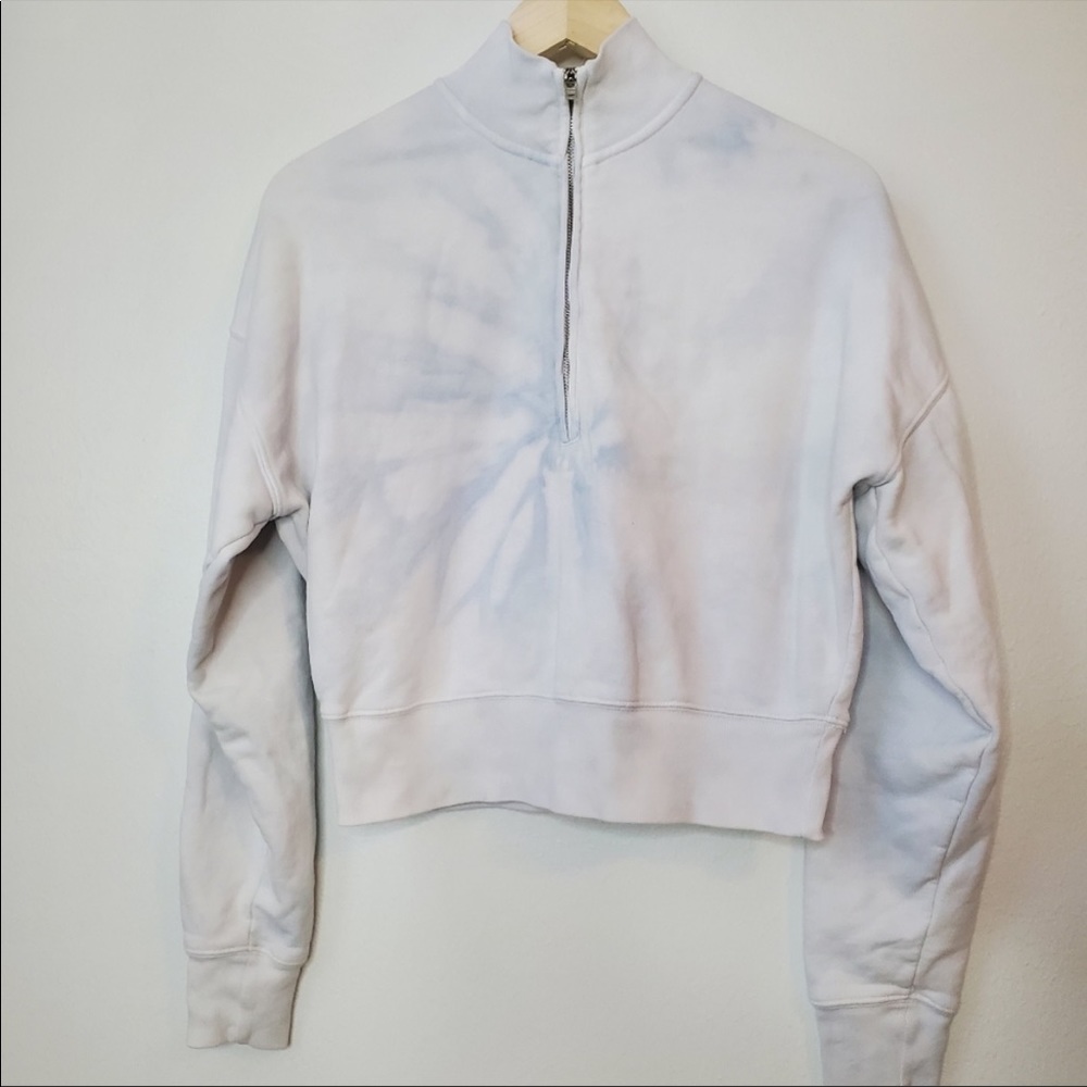 MARLA Quarter zip tie dye mock neck cropped sweater